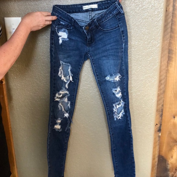 Amazing Mid Blue Distressed Skinnies - Picture 2 of 2
